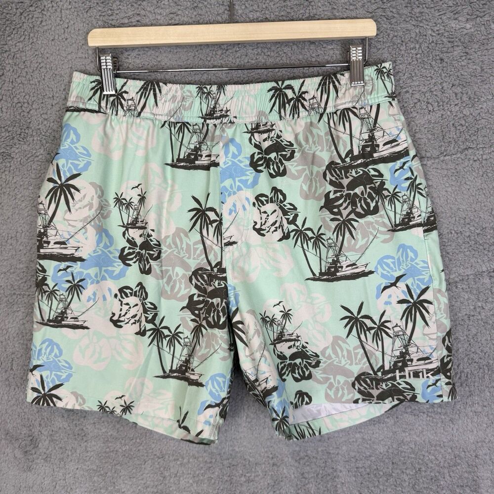 HUK Swim Shorts Mens Size L Blue Performance Fishing Stretch